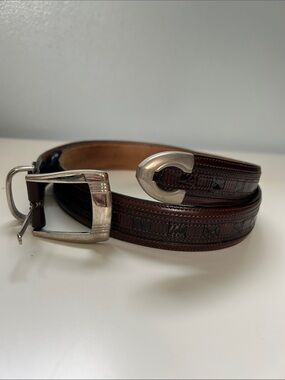 Mezlan Genuine Leather/Crocodile Leather Belt Made in Spain #4179 Size 34